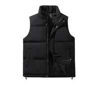 WLLDDDIU Gilet Imbottito da Uomo con Colletto Verticale Giacca Senza Maniche con Zip Completa, Bodywarmer Trapuntato A Prova di Vento, Gilet Casual da esterno con Tasche per L'Uso Quotidiano Nero 3X