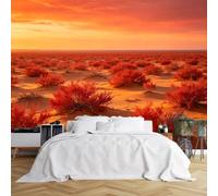 WLLDDDIU Murale in Un Cespuglio Del Deserto Rosso Tramonto, Carta da Parati Panoramica Autoadesiva 3D Murale Adesivo Rimovibile Impermeabile per Il Soggiorno, Camera da Letto, Corridoio, Salo