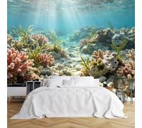 WLLDDDIU Murales Panoramico Autoadesivo in Vinile 3D, Paesaggi Tropicali Sottomarini di Barriere Coralline, Carta da Parati Impermeabile e Rimovibile per Pareti Oceaniche per Soggiorno, Camera da Le