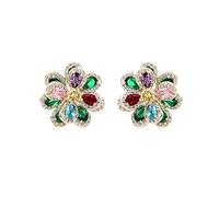 WLLDDDIU Orecchini A Bottone Donna,Orecchini A Bottone in Argento S925 Orecchini A Fiore con Zirconi Colorati Eleganti Orecchini A Bottone Cartilagine di Fasion Piccoli Regalo di Natale per Le Coppi