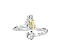 WLLDDDIU Regalo Premuroso per La Mamma, Anello A Cuore Bicolore Mamma e Figlio, Anello da Donna in Argento Sterling con Zirconi, Fascia Aperta Regolabile, Gioiello per Nonna da Figlia Figlio M