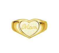 WLLDDDIU Regalo Premuroso per La Mamma, Anello A Cuore in Argento Sterling 925 con incisione Mom, elegante Anello A Sigillo Regolabile con Fascia Aperta, Gioiello per Compleanno, Anniversario, Rin