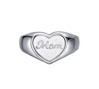 WLLDDDIU Regalo Premuroso per La Mamma, Anello A Cuore in Argento Sterling 925 con incisione Mom, elegante Anello A Sigillo Regolabile con Fascia Aperta, Gioiello per Compleanno, Anniversario, Rin