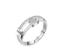 WLLDDDIU Regalo Premuroso per La Mamma, Anello A Doppio Cuore in Argento Sterling 925 con Zirconi Cubici, Fede Nuziale da Donna, Regalo di Gioielli per La Mamma da Figlia e Figlio