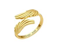 WLLDDDIU Regalo Premuroso per La Mamma, Anello A Forma di Ala D'Angelo in Argento Sterling 925, Anello Regolabile Aperto per Il Pollice per Donna, elegante Gioiello Commemorativo per Mamma e Moglie