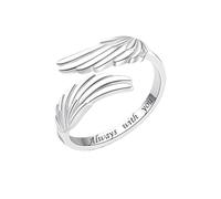 WLLDDDIU Regalo Premuroso per La Mamma, Anello A Forma di Ala D'Angelo in Argento Sterling 925, Anello Regolabile Aperto per Il Pollice da Donna, elegante Gioiello Commemorativo per Mamma e Moglie p