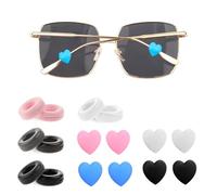 WLLHYF 16 fermi per occhiali da vista, in silicone antiscivolo, comodi e morbidi ganci con scatola, protezioni per occhiali da sole, occhiali da lettura, Nero + bianco, taglia unica