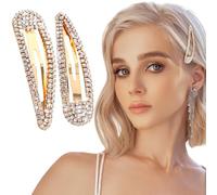 WLLHYF 2 fermagli per capelli in metallo con strass, fermagli per capelli lucidi, fermagli in cristallo scintillante, clip francesi in metallo, clip per capelli a forma di becco di cane