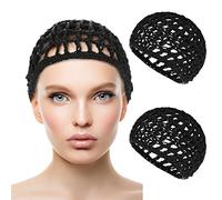 WLLHYF 2 PCS Retine per Capelli Cap Sleeping Hairnet Wrap Bonnet Lungo Rettilineo Curl Parrucca Proteggicapo Mesh Wrapping Uncinetto Onda Cappelli da Cuoco Bun Lift Strap per Donne Balletto