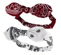 WLLHYF 2 pezzi Fasce per la testa Papillon capelli Bandane morbide Loc nodo spesso Fascia per capelli Elastico anni '90 Vintage Sciarpa Accessori Parrucca Grip Wraps Western Outfit Panno Moda Donne