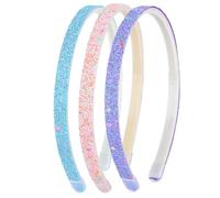 WLLHYF 3 cerchietti per capelli in plastica glitterata, antiscivolo, con dentini, coriandoli arcobaleno, accessori per capelli da bambina (rosa, blu, viola)