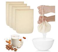 WLLHYF 4 Pezzi Sacchetto Filtro per Latte Di Mandorle a maglia fine riutilizzabili filtro con coulisse sacchetti di cotone per formaggio succo di frutta caffè succo di verdura 20 x 30cm