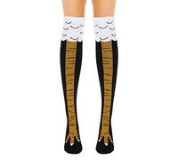 WLLHYF Calzini con gambe di pollo Pazzi divertenti sopra il ginocchio creativi novità per tubi da forno alti al tacchino Halloween regalo di Natale per donne e ragazze Nero Taglia unica