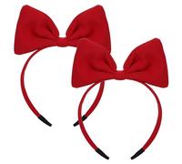 WLLHYF Confezione da 2 cerchietti per capelli con fiocco rosso, per donne e ragazze, accessori per feste e cosplay