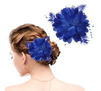 WLLHYF Fermaglio per capelli con fiore di piume blu da donna Elegante cappello con fiori in rete Nastri Spilla Spilla Fascinator Copricapo Corpetto floreale per donne e ragazze(Viola)