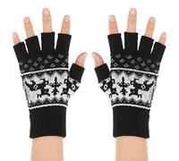 WLLHYF Guanti Invernali Senza Dita Caldi a Mezza Dita Touch Screen Guanti da Lavoro Termici Antivento Elastici a Maglia Soffici Guanti per Sport All'Aria Aperta Corsa Guida e Uomo Nero