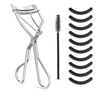WLLHYF Kit piegaciglia, pettine per ciglia con 10 cuscinetti di ricarica in silicone nero e 1 pennello per mascara, separatore per ciglia in metallo, universale, strumento per il trucco per donne e