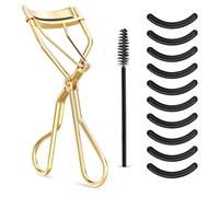 WLLHYF Kit piegaciglia, pettine per ciglia con 10 cuscinetti di ricarica in silicone nero e 1 pennello per mascara, separatore per ciglia in metallo, universale, strumento per il trucco per donne e