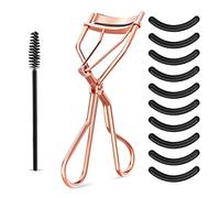 WLLHYF Kit piegaciglia Pettine per ciglia di bellezza con 10 tamponi di ricarica in silicone nero e 1 pennello per mascara Separatore di ciglia in metallo Piegaciglia universale per donne e ragazze