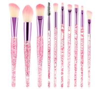 WLLHYF Set di 10 pennelli per il trucco con cristalli glitterati, per fondotinta, correttore, ombretto, eyeliner, fard, mix di labbra, pennelli sintetici, set di strumenti essenziali