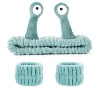 WLLHYF Set di braccialetti per il lavaggio del viso, fascia per capelli con lumaca di lumaca in pile corallo, fascia elastica per capelli creativa con cartoni animati, accessori per capelli per donne