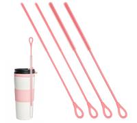 WLLHYF Spazzola per la pulizia della cannuccia in silicone, riutilizzabile, extra lunga, con manico antiscivolo, setole morbide e pieghevoli, per cannucce di vetro, 6 mm + 9 mm (rosa)