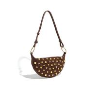 WLLJYSJZL Borsa con borchie Y2k piccola borsa a tracolla per le donne oro trendy punk stile borsa ascellare borsa, Color caffè