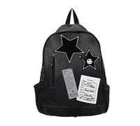 WLLJYSJZL Y2K Star Zaino, grunge gotico denim, zaino punk rock emo per donne uomini Monster 2000s Gradient zaino, 1-nero, Large, Moda