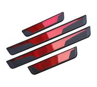 WLLLLa 4 Pezzi Auto Battitacco Protezione per Peugeot Traveller L2 2016-2024,AntiGraffio Acciaio Inossidabile Protettiva Car Soglia Stickers Accessori,B-Red