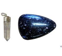 WLM Ciondolo in punta di cristallo di rocca e porfido imperiale in pietra arrotolata 1/2 cm, pietra cristallo di rocca, Pietra di cristallo di rocca