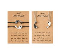 WLNEXT Braccialetto alla moda 1/2x coppia intrecciato ope braccialetto Tai per Yin Yang Pesce braccialetto regolabile corda braccialetto collana set amante Jewelr