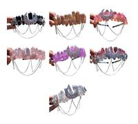 WLNEXT Cerchietto per capelli con cristalli e pietre naturali, in metallo, stile Boho, per feste di nozze, colore: rosa