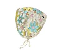 WLNEXT Delicato Crochet Stripe Turbante Ragazze Calde Scatto Foto Sciarpa per Capelli Fascia per le Donne Viaggiare Accessorio per Capelli Fiori cavi blu