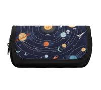 Wlntrophic Astuccio a doppio strato, motivo: teschio rock and roll, borsa per cancelleria utilizzata come astuccio, Space Rocket Planet Sistema Solare, One Size, Astuccio