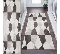 WLNYQF Tappeto a passatoia da cucina, 60 x 270 cm, moderno, antiscivolo, lavabile, motivo a frammenti in bianco e nero, per corridoio, camera da letto, interni del soggiorno