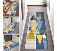 WLNYQF Tappeto passatoia da cucina, lavabile, antiscivolo, 60 x 60 cm, a triangolo, blu e giallo, per corridoio, soggiorno, camera da letto, venduto al metro, personalizzabile, larghezza 40-120 cm