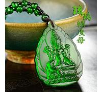 WLOWS Consacrato Tara Verde Ciondolo Maschile Manjushri Bodhisattva Ciondolo Amuleto Modello Femminile Smaltato Farmacista Buddha Cuore Ciondolo Mantra,Green