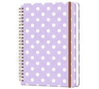 WLPFSAHF Spiral Journal Notebook for Women, Hardcover A5 College Ruled Notebook, 60 Sheet, Thick Paper, Cute Lined Journal for School, Office & Work, 6 x 8.4 in(Purple White Polka Dot)