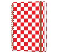 WLPFSAHF Spiral Journal Notebook for Women, Hardcover A5 College Ruled Notebook, 60 Sheet, Thick Paper, Cute Lined Journal for School, Office & Work, 6 x 8.4 in(Red Checkerboard)