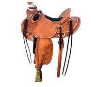 WLS-214 WLS-214 - Set di puntine per cavalli in pelle occidentale, testiera, collare e redini, da 35,5 a 45,7 cm