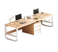 WLSQEU Scrivania Doppia Postazione, Scrivania per Computer per 2 Persone, Scrivania da Gioco per 2 Persone, con 3 Cassetti, per Scrivania da Ufficio Domestico(Wood color,240cm)