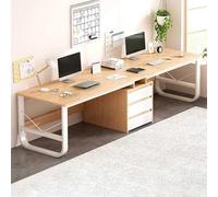 WLSQEU Scrivania Doppia Postazione, Scrivania da Gioco per 2 Persone, Grande Postazione di Lavoro con Tavolo da Studio e Scrittura Doppia per Ufficio Domestico(Wood color,200cm)