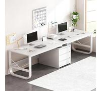WLSQEU Scrivania Doppia Postazione, Scrivania da Gioco per 2 Persone, Grande Postazione di Lavoro con Tavolo da Studio e Scrittura Doppia per Ufficio Domestico(White,240cm)