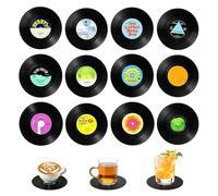 Wlsvega 12 Pezzi Sottobicchieri,Sottobicchieri Vinile,Regalo Creativo Per Gli Amanti Della Musica, Adatto A Bar, Caffè, Case, Feste, Uffici