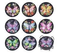 WLSVEGA 8 pcs Diamond Painting Sottobicchieri,Sottobicchieri Eleganti,5d Diamond Painting Per Bambini,Adatto Per Principianti, Sottobicchieri Per Auto Per Adulti E Bambini, Sottobicchieri Per Bevande