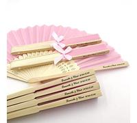 WLTY 10/20/50Pcs Personalizzato Da Sposa Tessuto di Seta Ventaglio Legato Con Nastro Stampa Personalizzata Nome e Data Ventaglio Pieghevole A Mano