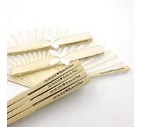 WLTY 10/20/50Pcs Personalizzato da Sposa Tessuto di Seta Ventaglio Legato con Nastro Stampa Personalizzata Nome e Data Ventaglio Pieghevole A Mano