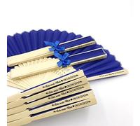 WLTY 10/20/50Pcs Personalizzato da Sposa Tessuto di Seta Ventaglio Legato con Nastro Stampa Personalizzata Nome e Data Ventaglio Pieghevole A Mano