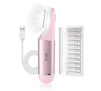 WLU Dermaplane - Rasoio per il viso da donna, con 10 lame sostituibili, strumento per dermaplaning per rimuovere peli sul viso e peli di pesca, strumento sonico per dermaplaning da donna, rasoio