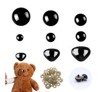 WLUOS 135 Pezzi Occhi di Sicurezza e Nasi Nero 12-30 mm Occhi Amigurumi di Plastic con Rondelle Occhi per Animali all'Uncinetto per Creazione Bambole Fai-da-Te Peluche Pupazzi Orsacchiotti